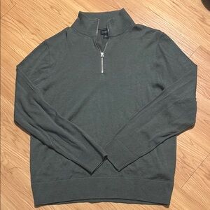 J. Crew Men's Olive Green Half-Zip Sweater
